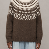 Josephine | Kahvinruskea vintage fair isle -neulepusero