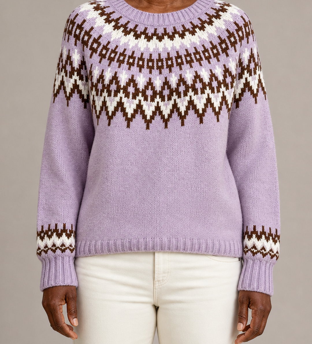 Bernice | Violetti fair isle -kaarrokeneule