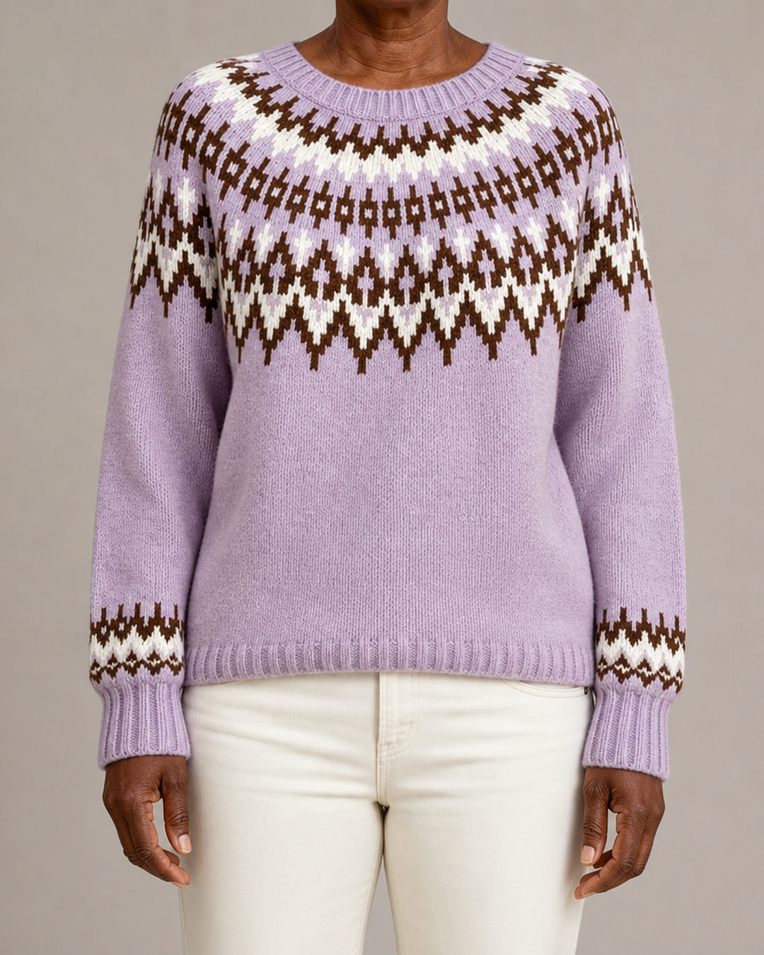 Bernice | Violetti fair isle -kaarrokeneule