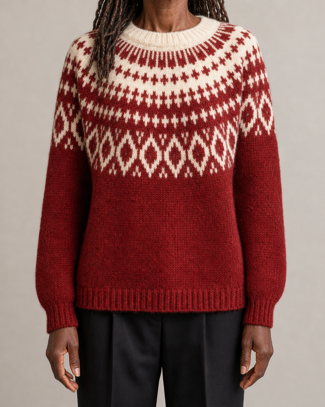 Katherine | Punainen vintage fair isle -neulepusero
