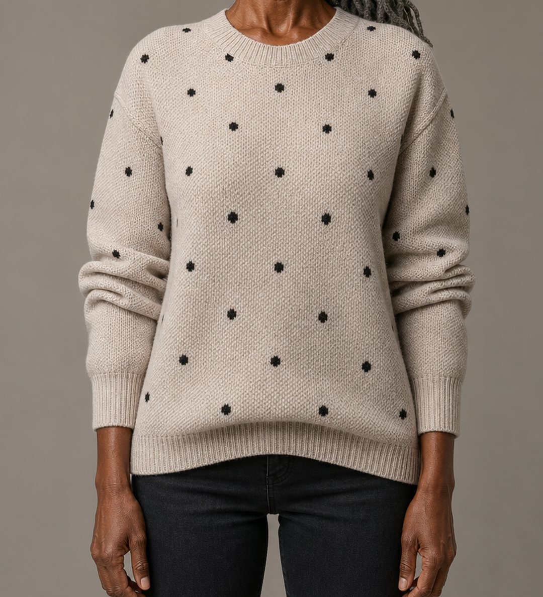 Romy | Kodikas pilkullinen neulepusero