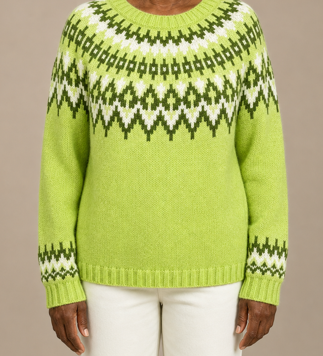 Eloise | Neonkeltainen fair isle -kaarrokeneule