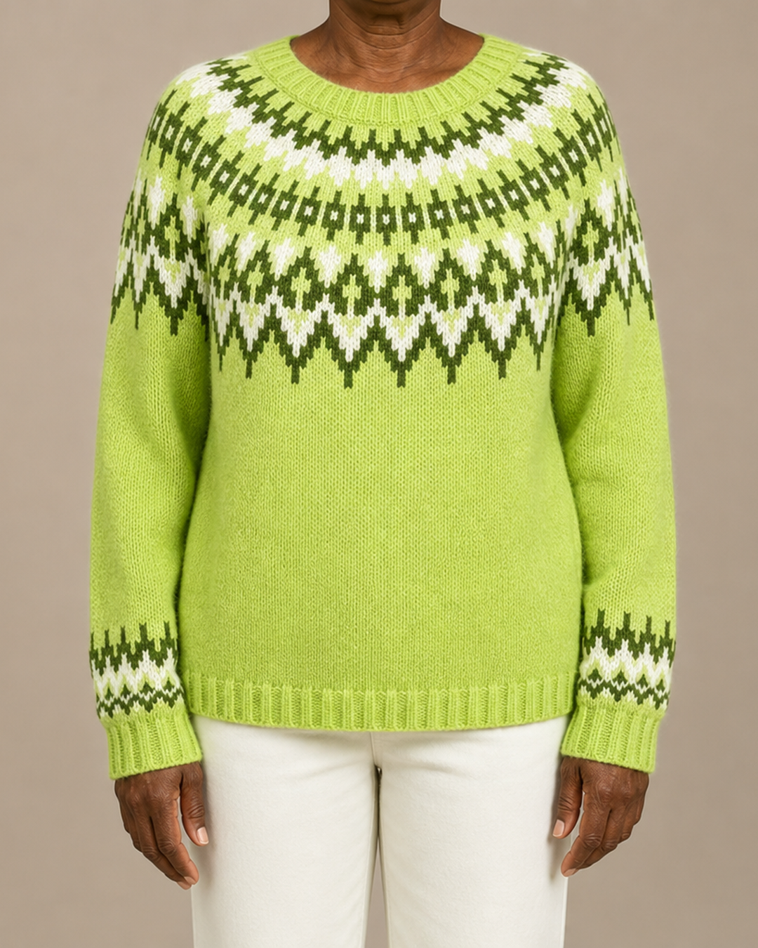 Eloise | Neonkeltainen fair isle -kaarrokeneule