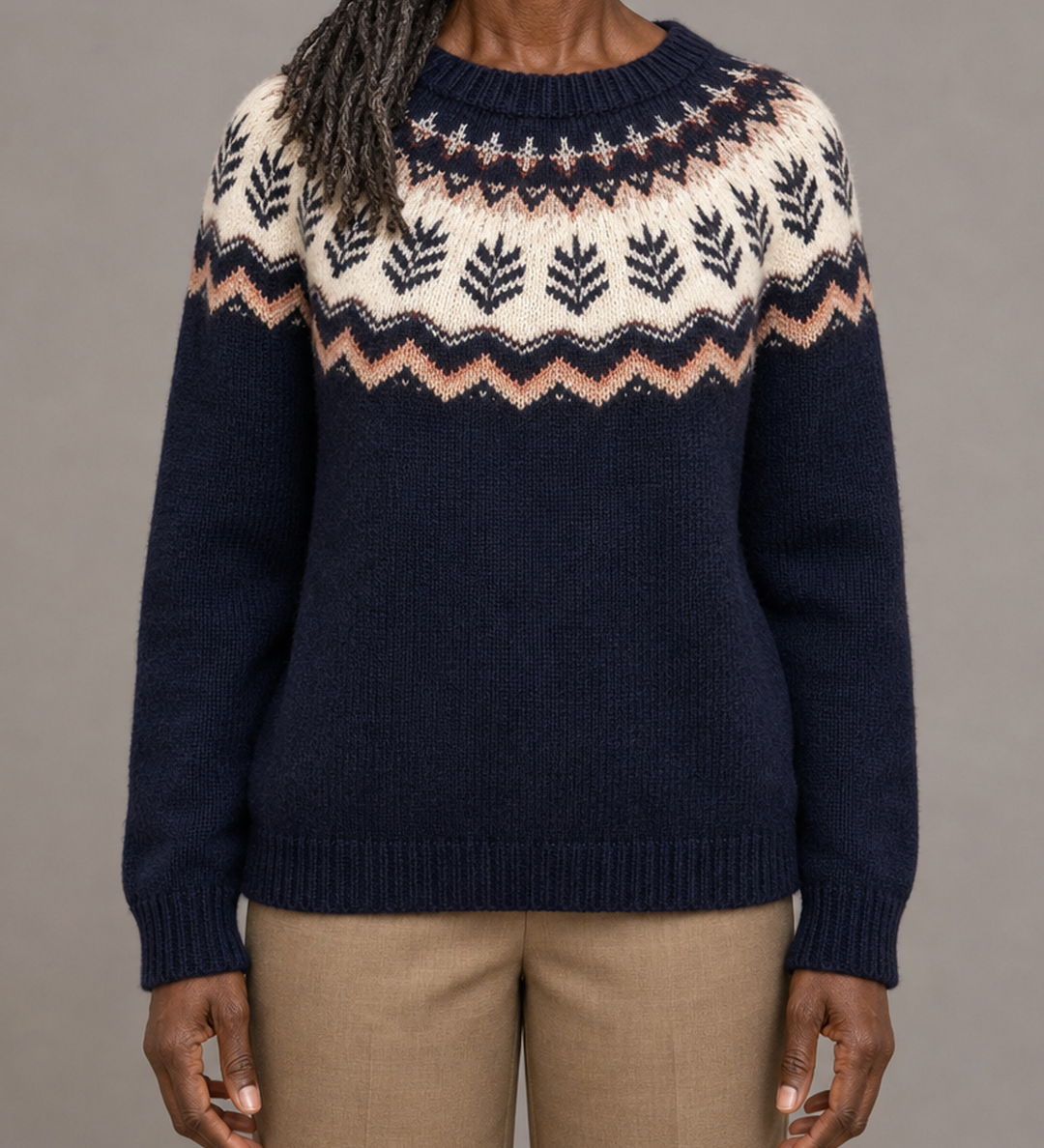 Nadine | Kahvinruskea vintage fair isle -neulepusero