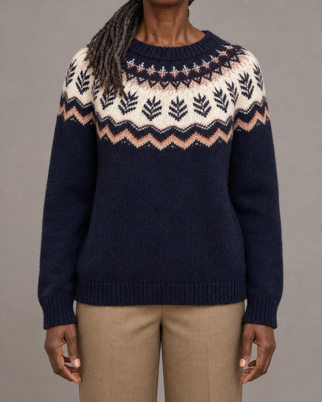 Nadine | Kahvinruskea vintage fair isle -neulepusero
