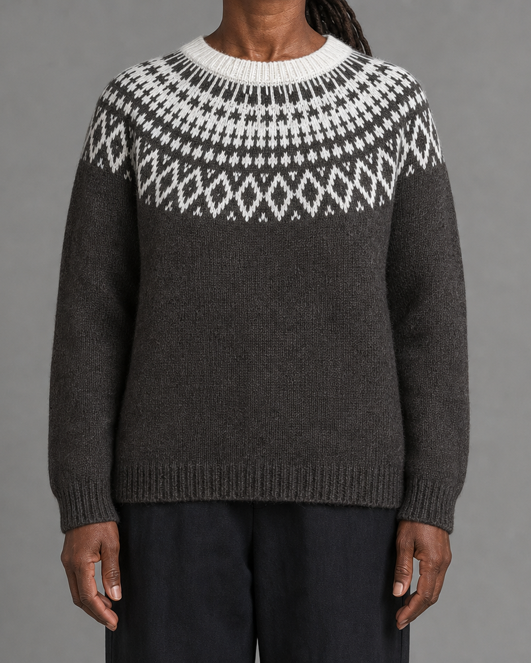 Ophelia | Musta vintage fair isle -neulepusero