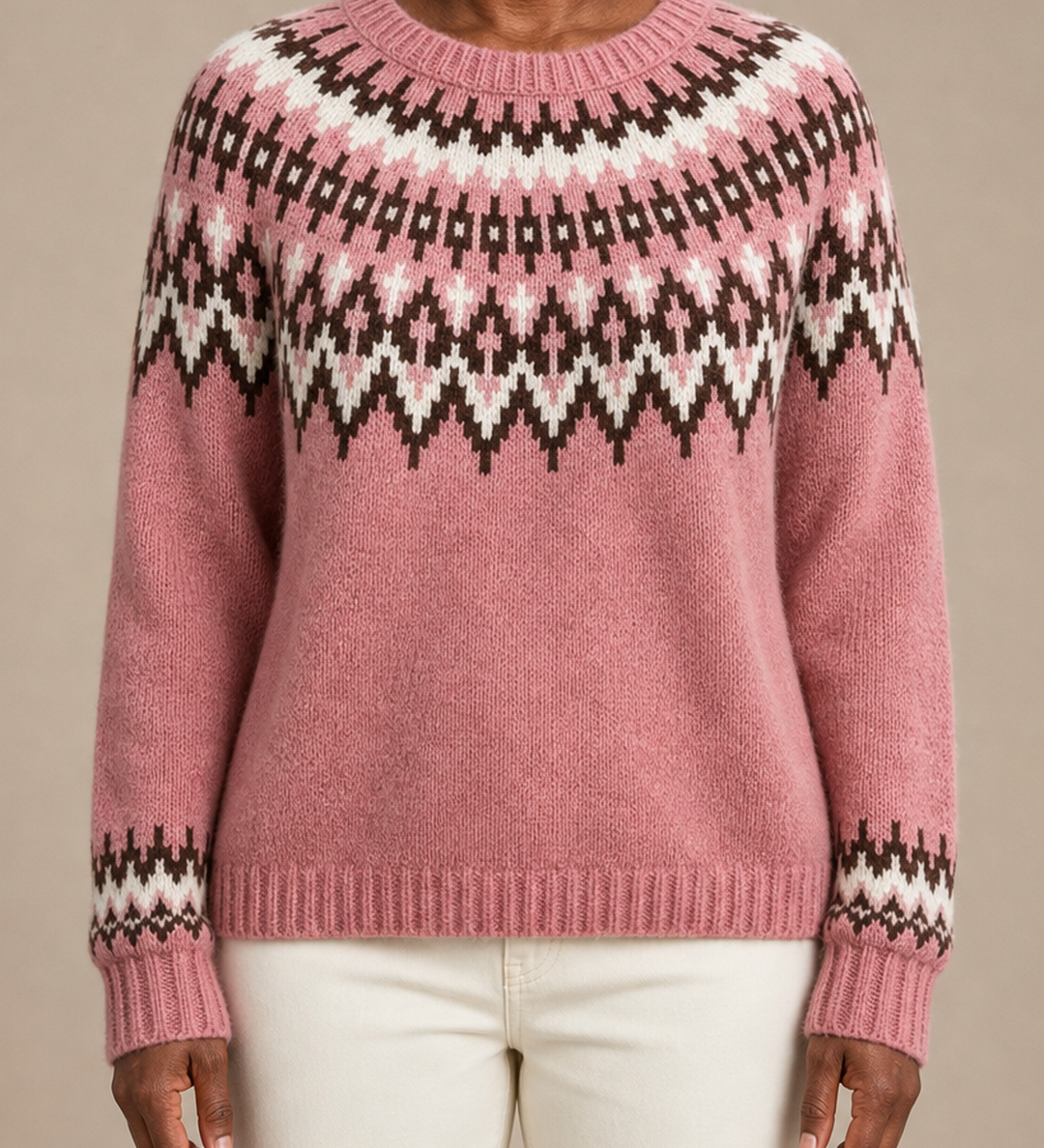 Harriet | Punertava fair isle -kaarrokeneule