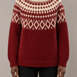 Priscilla | Viininpunainen vintage fair isle -neulepusero