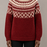 Priscilla | Viininpunainen vintage fair isle -neulepusero