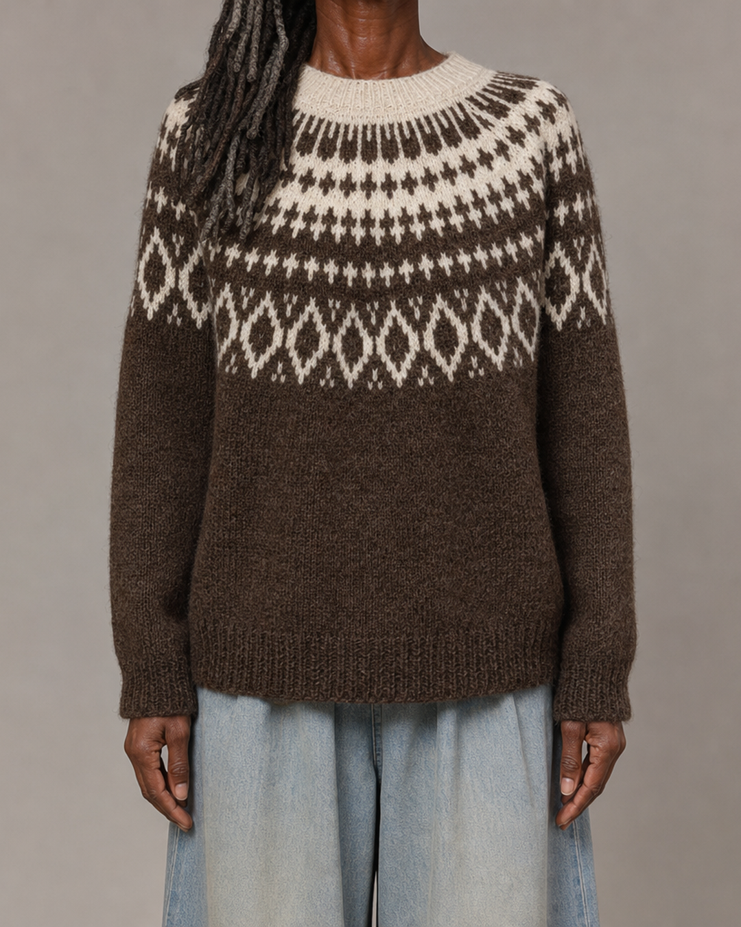 Rosalind | Karamellinruskea vintage fair isle -neulepusero