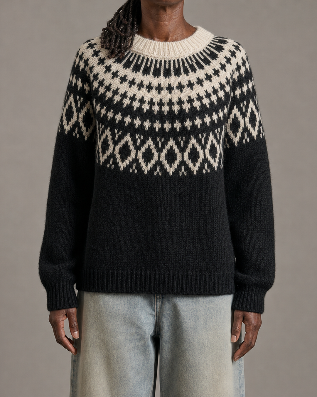 Sylvia | Harmaa vintage fair isle -neulepusero