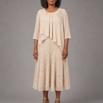 Lace | Morsiamen äidin sifonkimekko pitsikerroksella