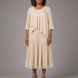 Lace | Morsiamen äidin sifonkimekko pitsikerroksella