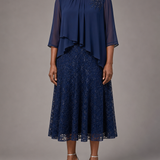 Lace | Morsiamen äidin sifonkimekko pitsikerroksella