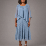 Lace | Morsiamen äidin sifonkimekko pitsikerroksella