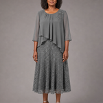 Lace | Morsiamen äidin sifonkimekko pitsikerroksella