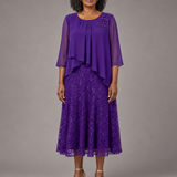 Lace | Morsiamen äidin sifonkimekko pitsikerroksella