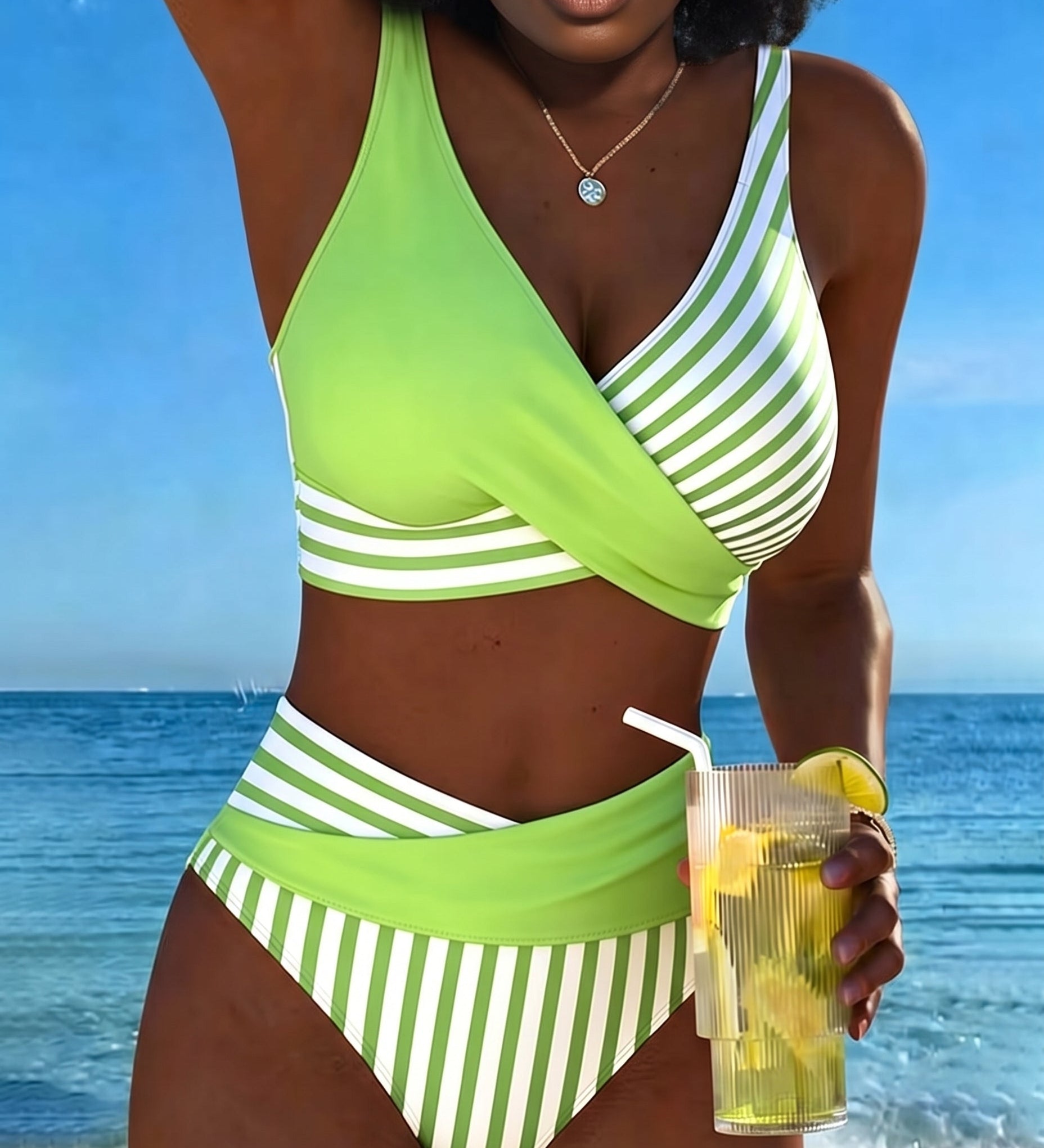 Jada | Raidallinen ristikkäinen bikini