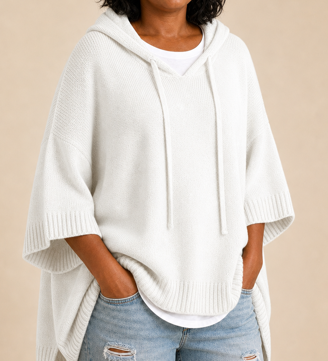 Desiree | Neulottu hupullinen poncho