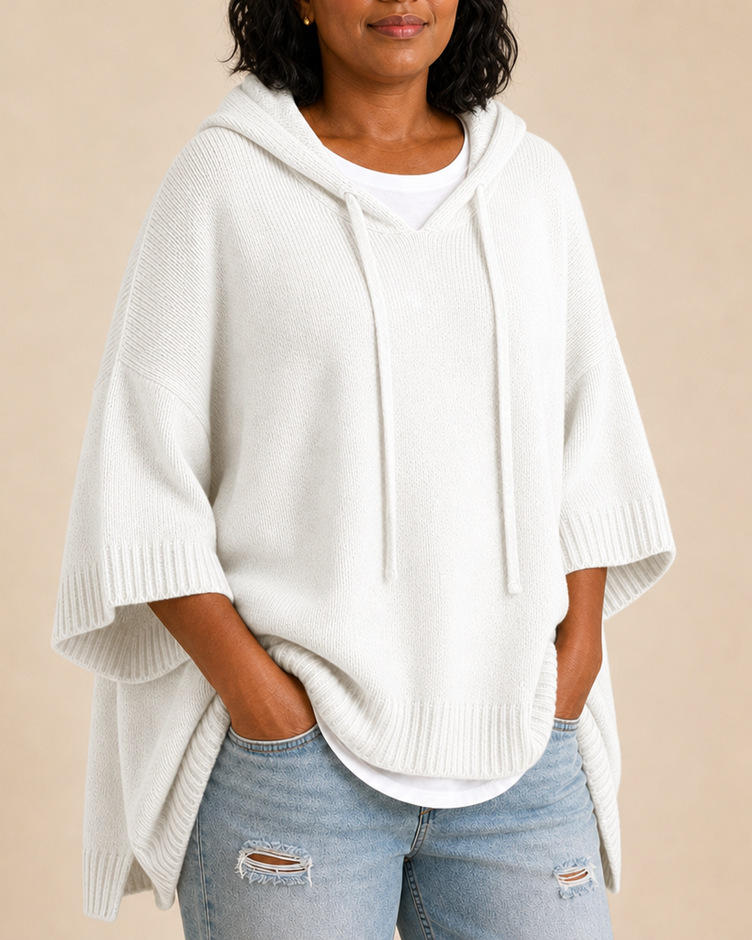 Desiree | Neulottu hupullinen poncho