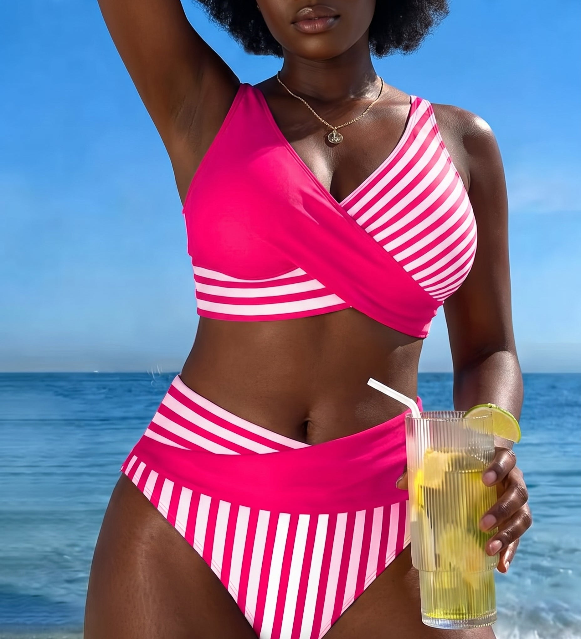 Jada | Raidallinen ristikkäinen bikini