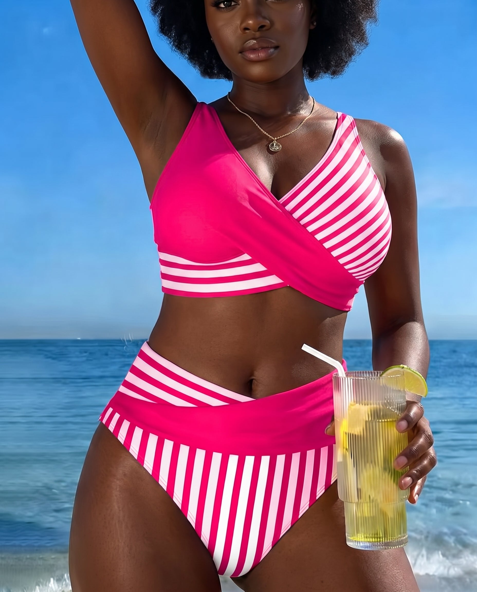 Jada | Raidallinen ristikkäinen bikini