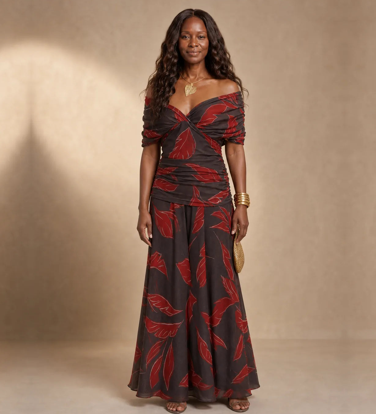 Jasmine | Elegantti lehtikuosinen mekko