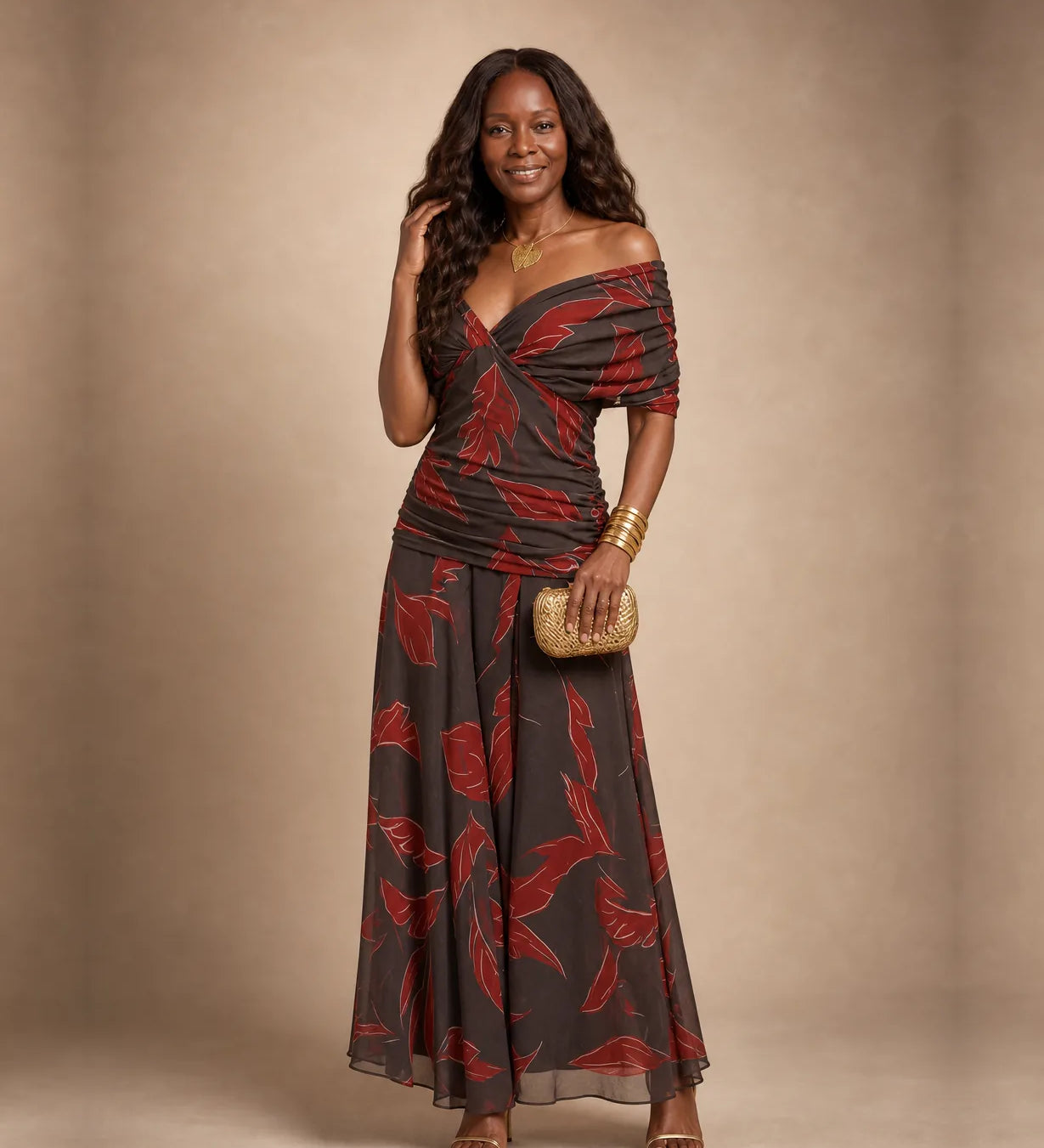 Jasmine | Elegantti lehtikuosinen mekko
