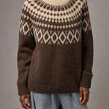 Josephine | Kahvinruskea vintage fair isle -neulepusero