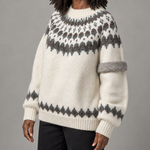 Ursula | Luonnonvalkoinen paksu alpakkasekoite fair isle -neule