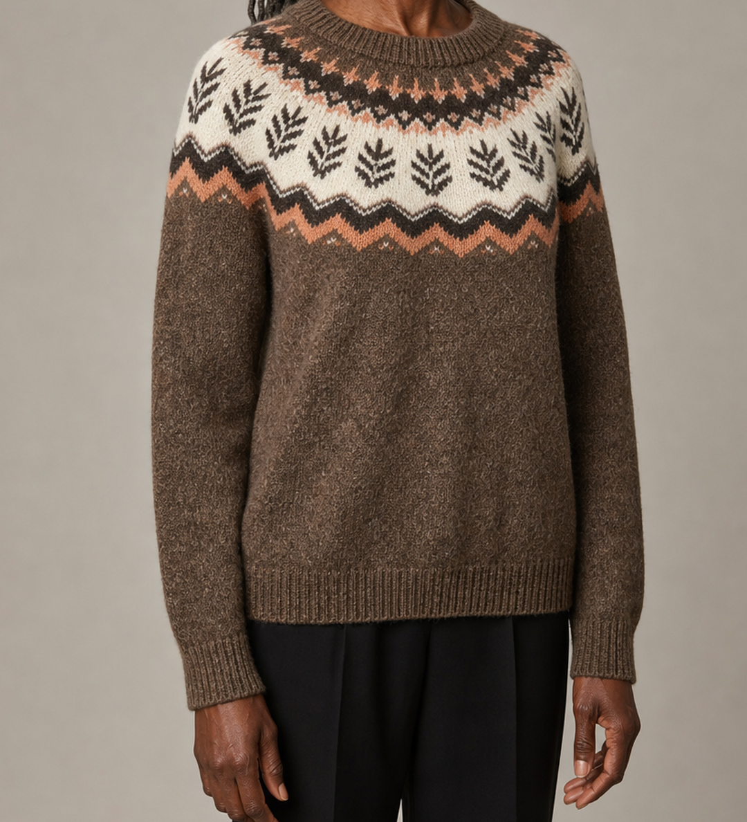Lorraine | Aprikoosi vintage fair isle -neulepusero
