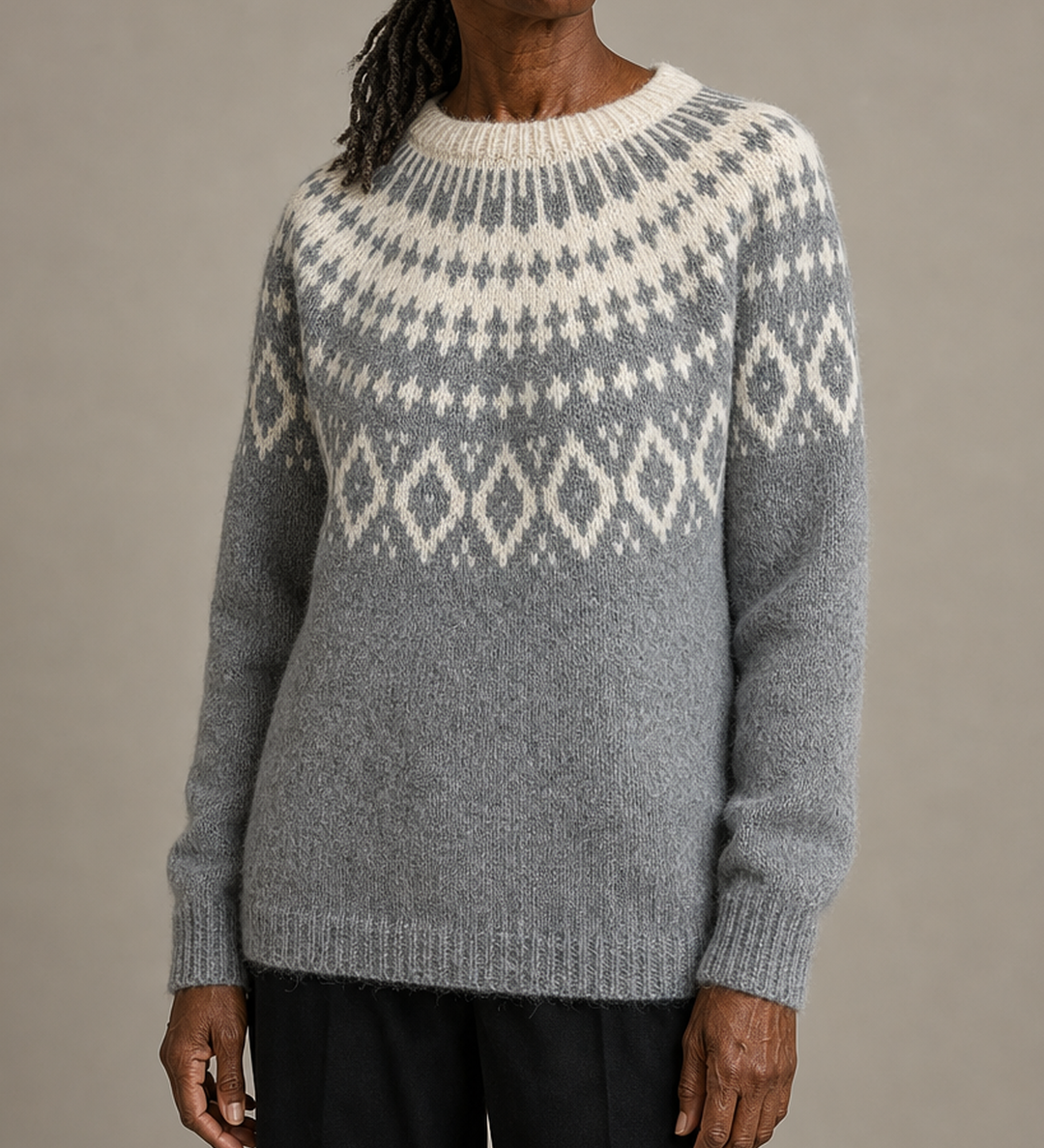 Maureen | Harmaa vintage fair isle -neulepusero