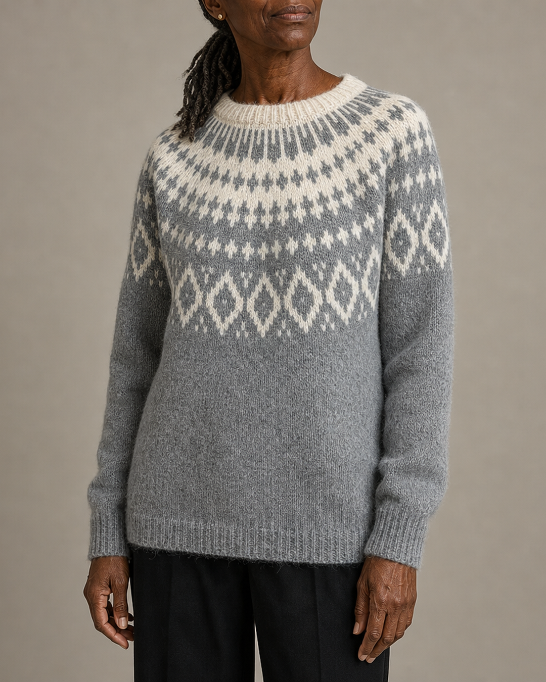 Maureen | Harmaa vintage fair isle -neulepusero