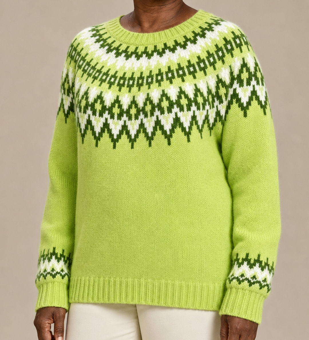 Eloise | Neonkeltainen fair isle -kaarrokeneule
