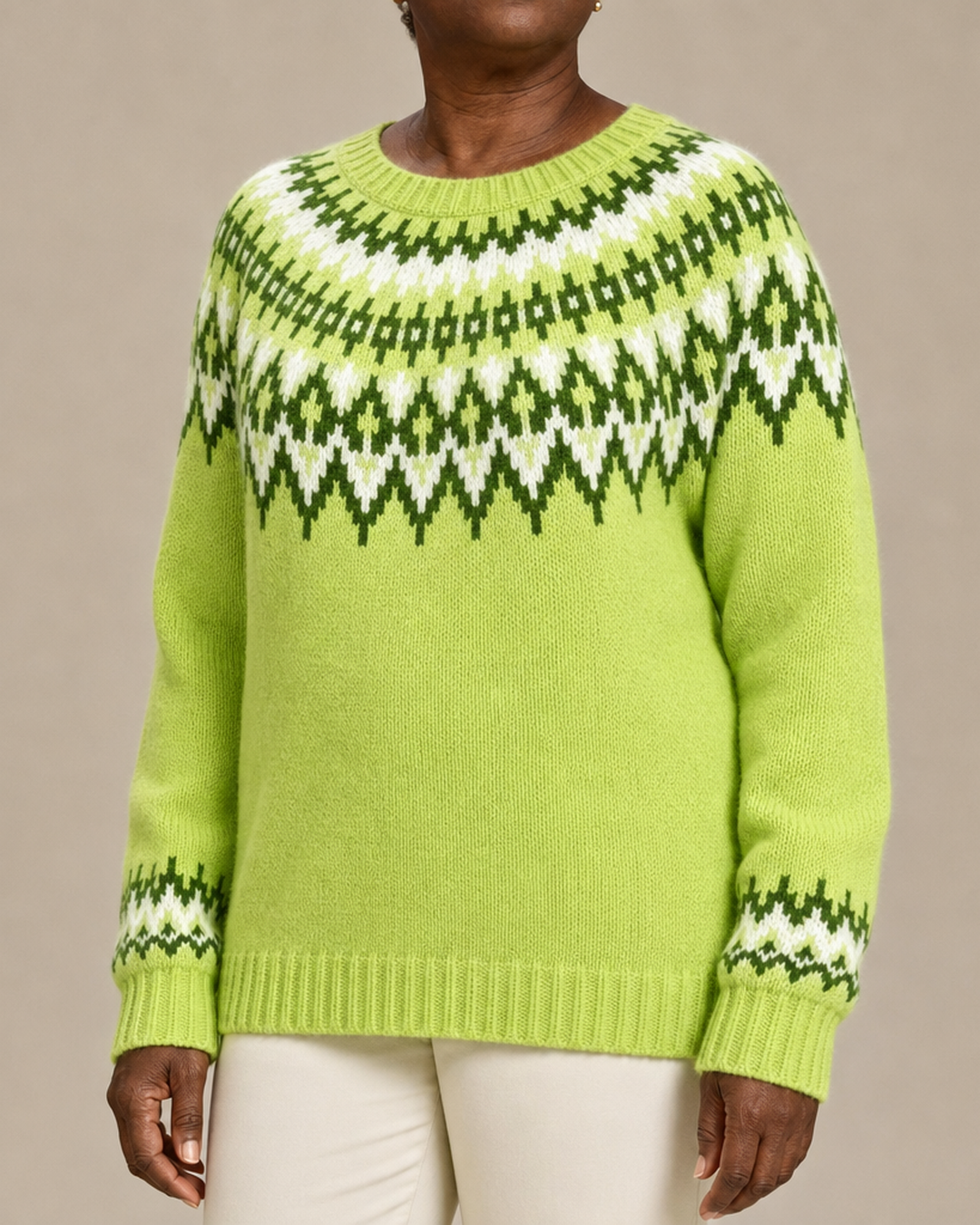 Eloise | Neonkeltainen fair isle -kaarrokeneule