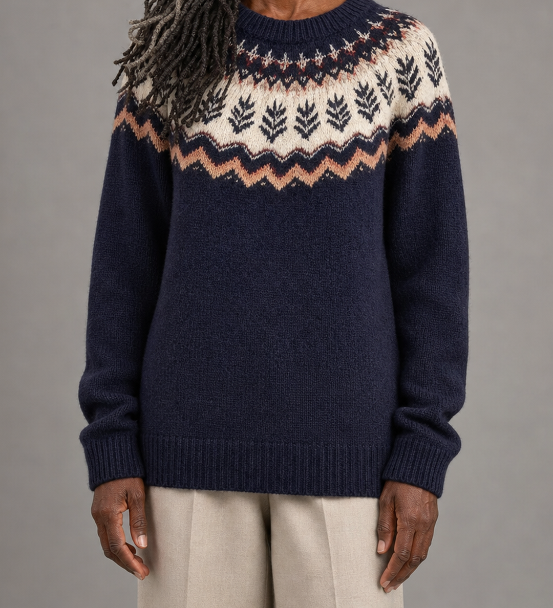 Nadine | Kahvinruskea vintage fair isle -neulepusero