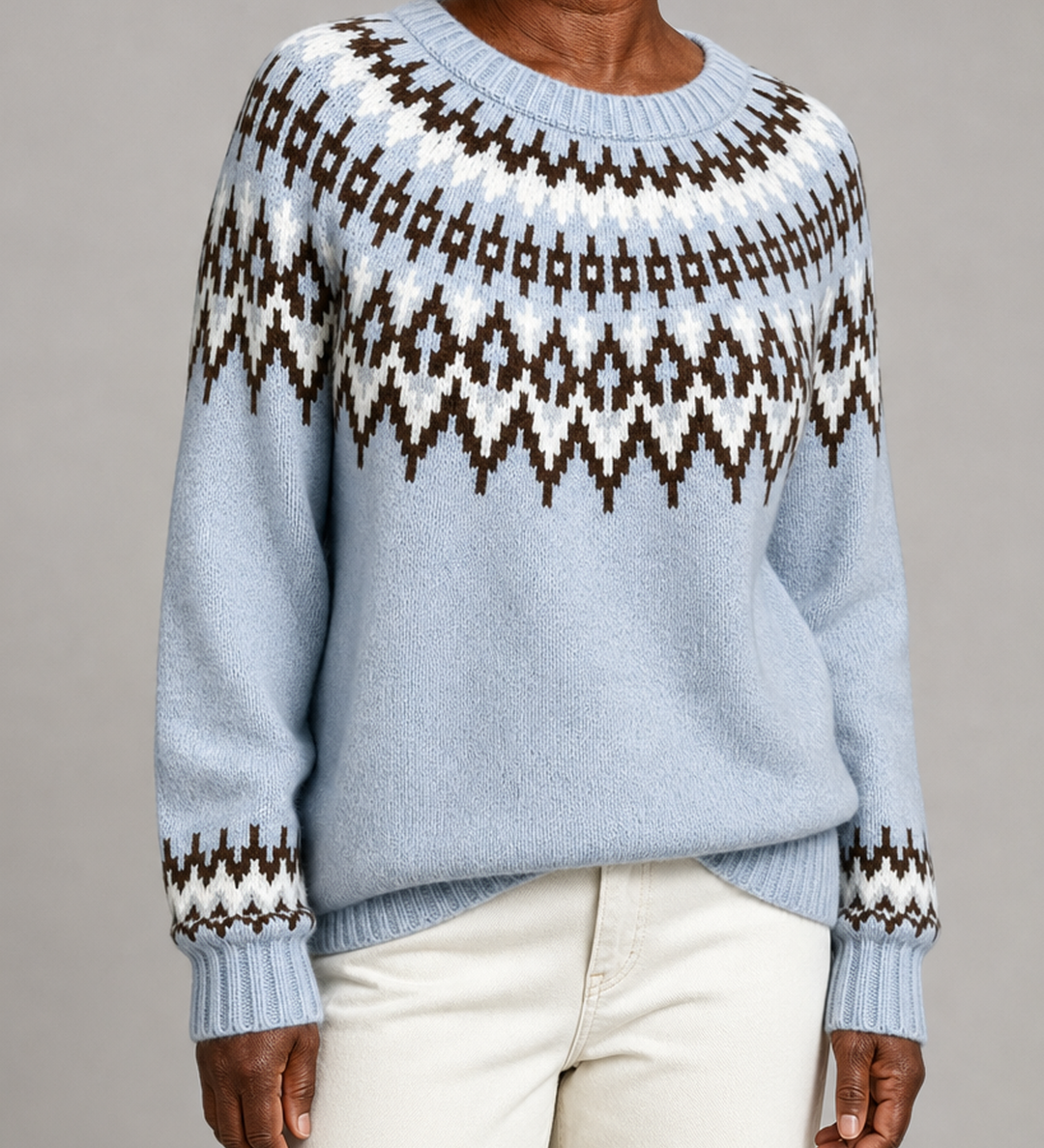 Faye | Taivaansininen fair isle -kaarrokeneule