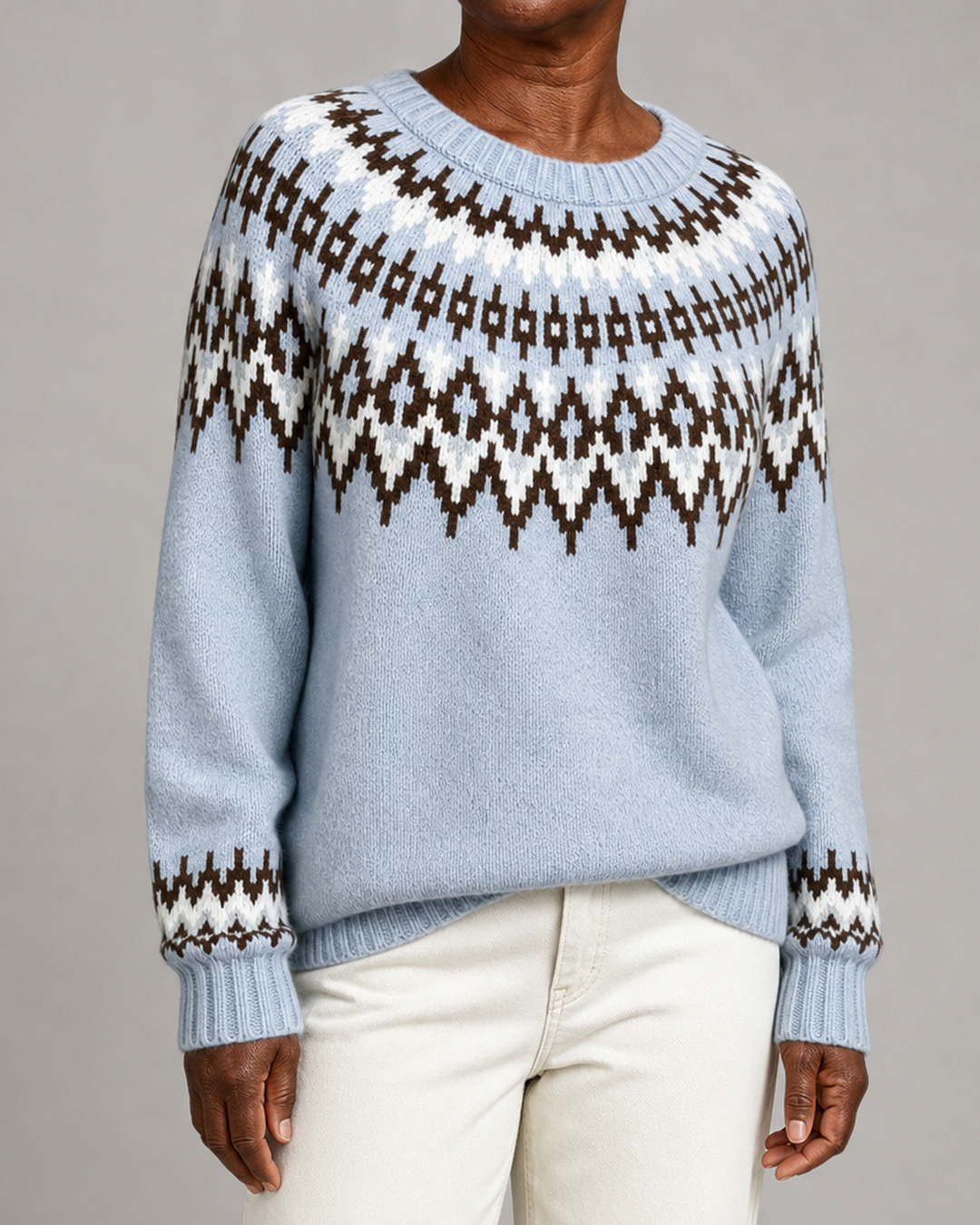 Faye | Taivaansininen fair isle -kaarrokeneule