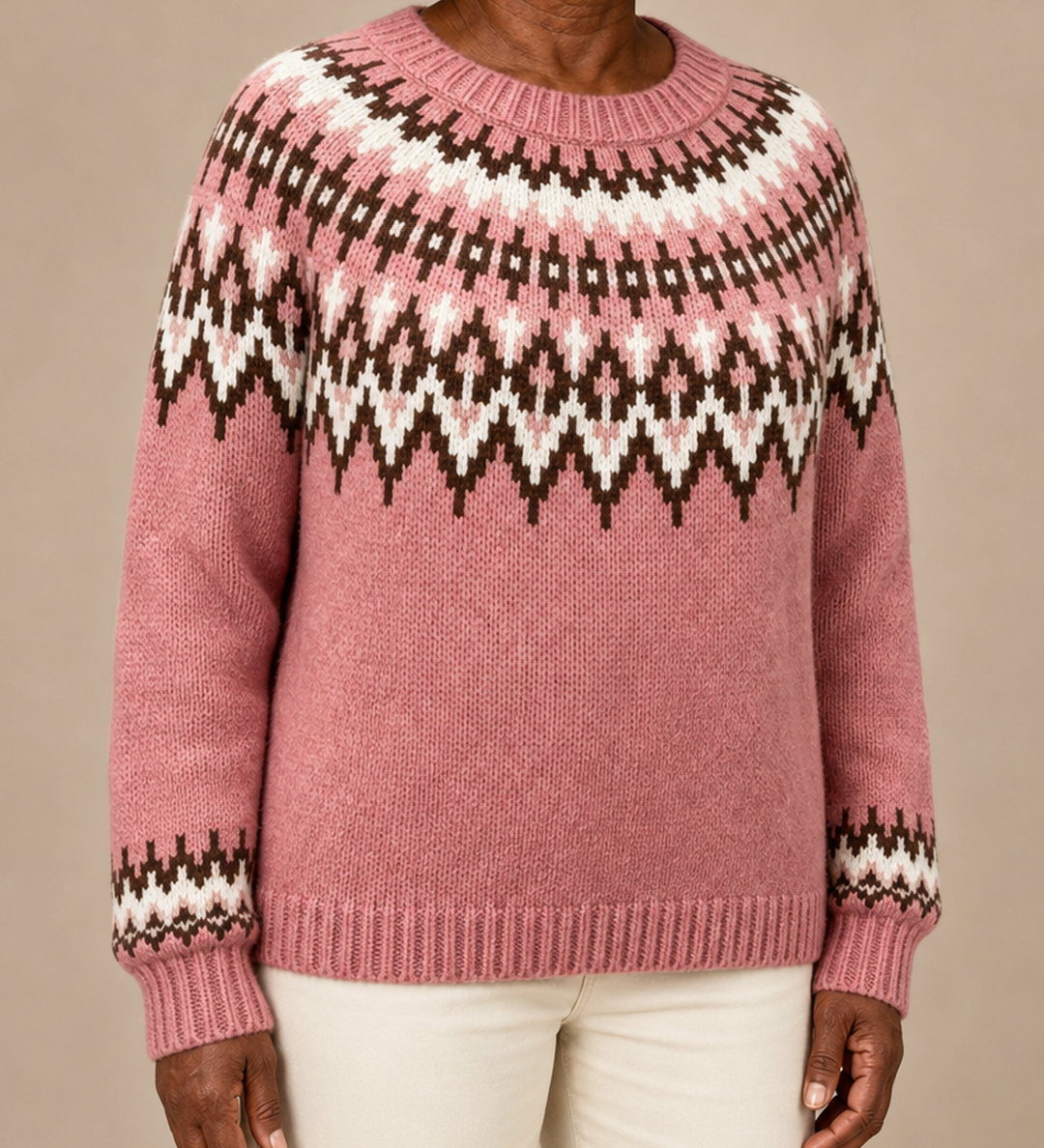 Harriet | Punertava fair isle -kaarrokeneule