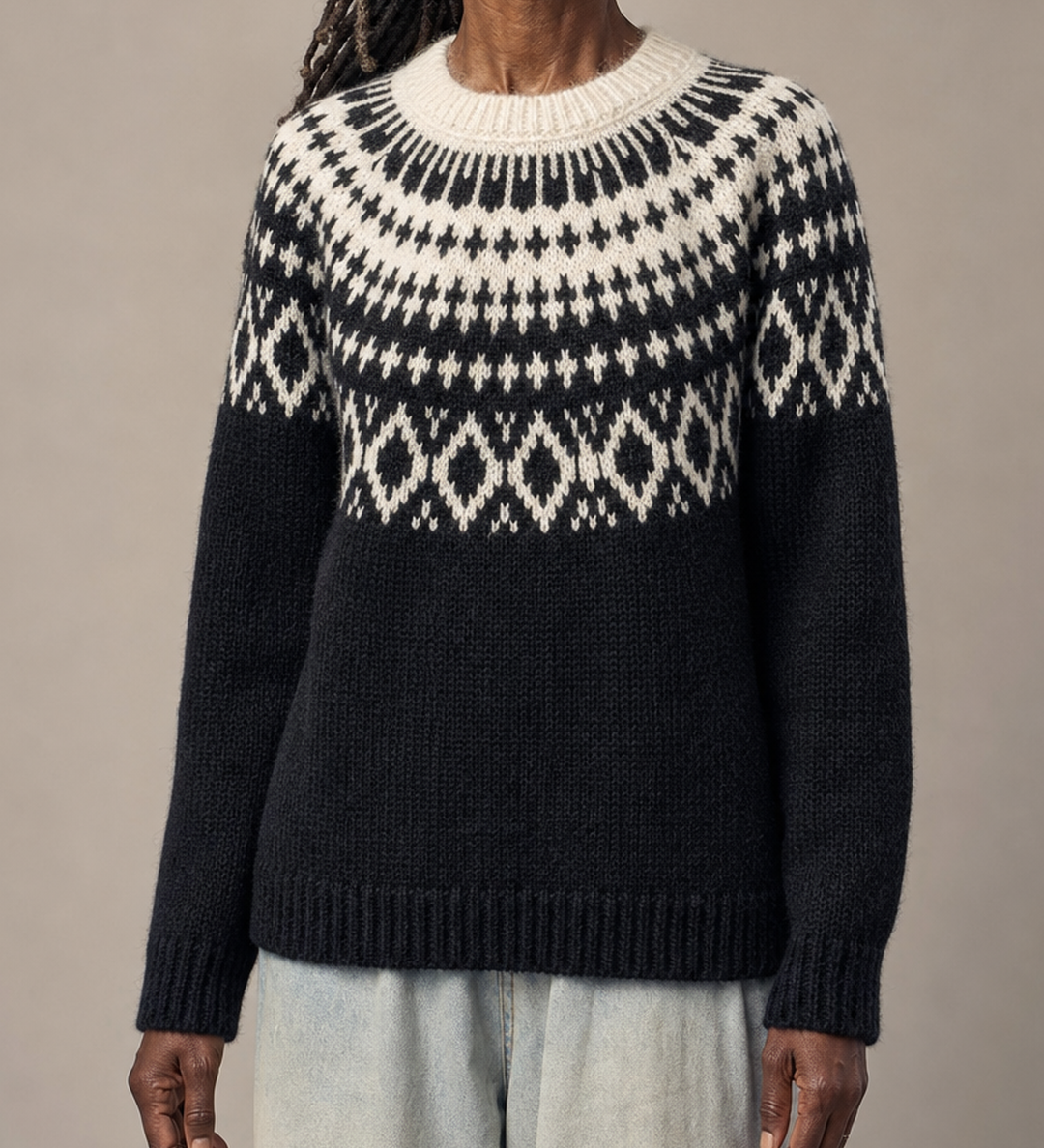 Sylvia | Harmaa vintage fair isle -neulepusero