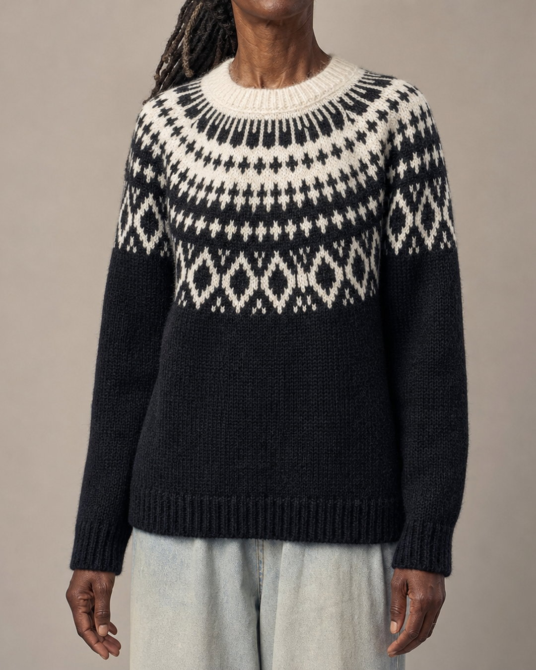 Sylvia | Harmaa vintage fair isle -neulepusero