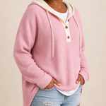Irma | Neulottu hupullinen poncho napeilla