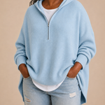Goldie | Neulottu hupullinen poncho vetoketjulla