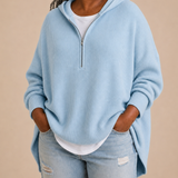 Goldie | Neulottu hupullinen poncho vetoketjulla