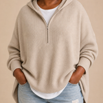Goldie | Neulottu hupullinen poncho vetoketjulla