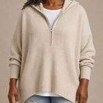 Goldie | Neulottu hupullinen poncho vetoketjulla