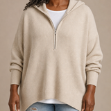 Goldie | Neulottu hupullinen poncho vetoketjulla