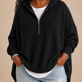 Goldie | Neulottu hupullinen poncho vetoketjulla