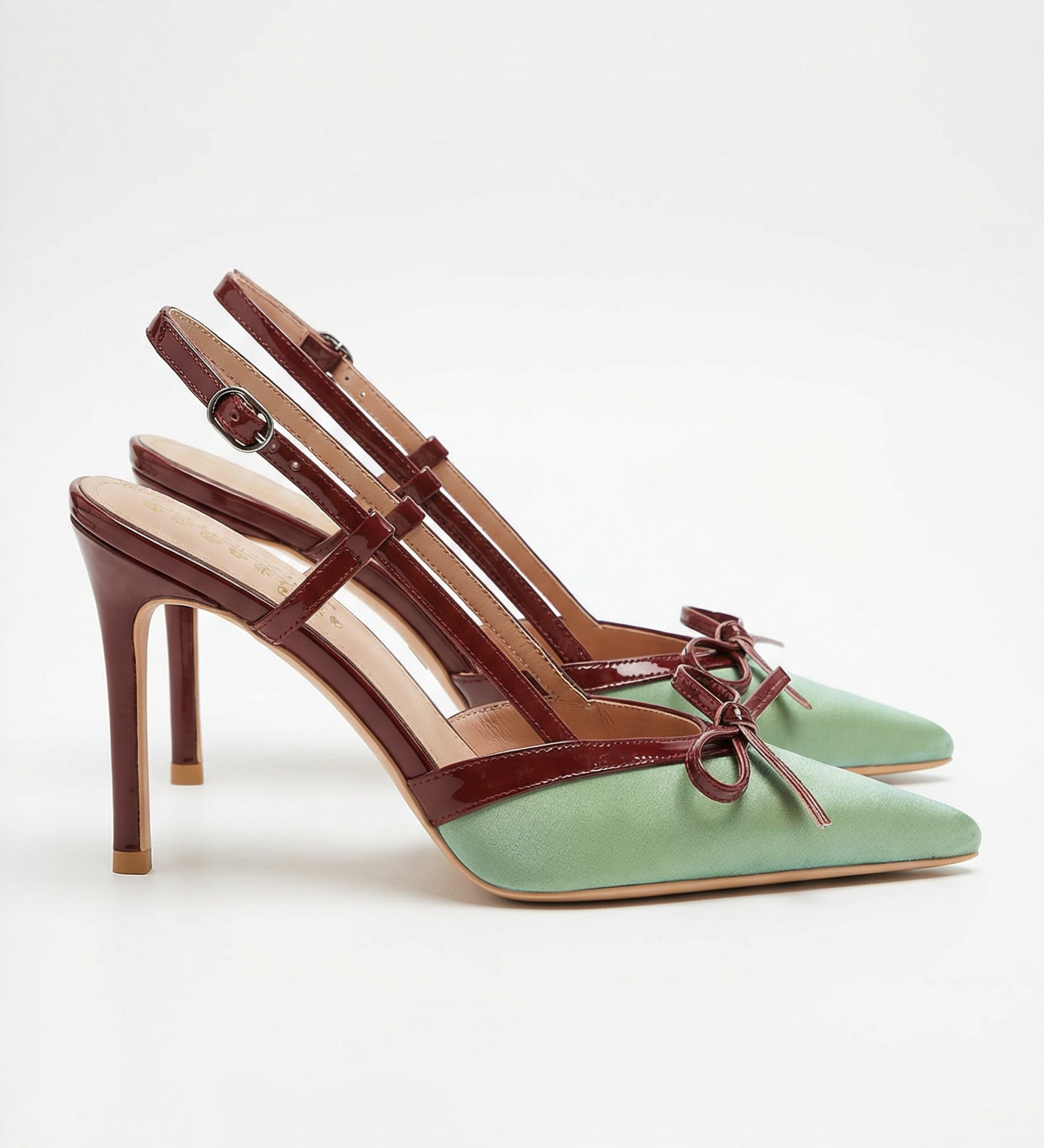 Valora | Satiiniset slingback-avokkaat rusetilla